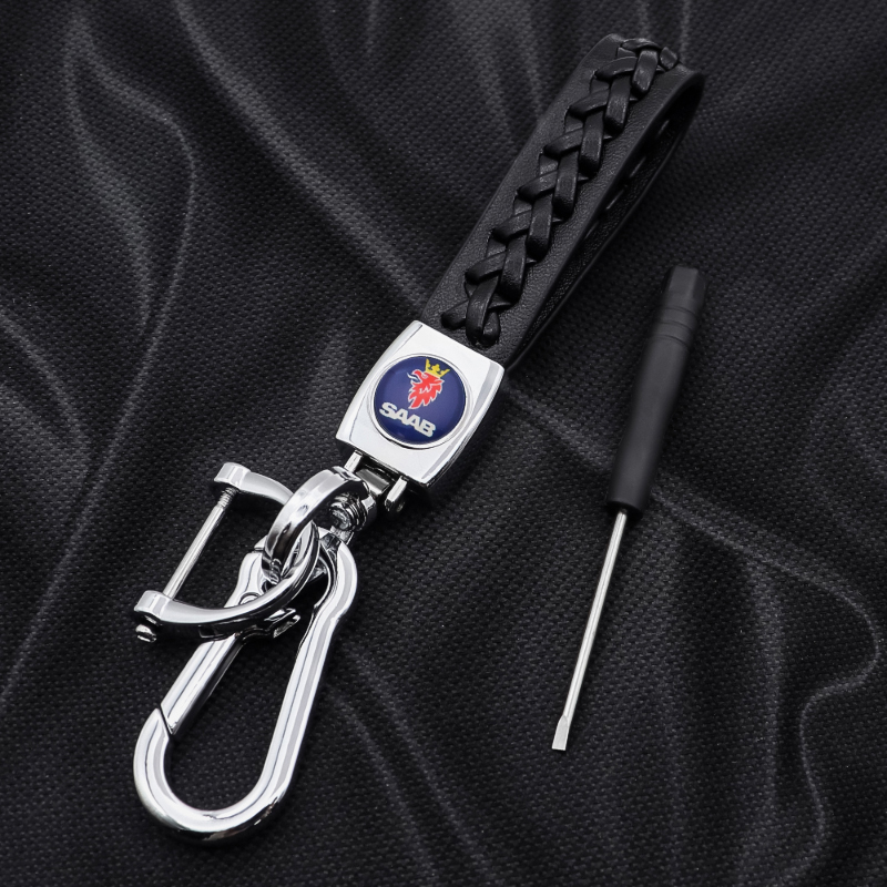 

Car Accessories 3D Metal Leather Braided rope brand Logo Key Chain Key Ring For SAAB- 9-3 93 9-5 9 3 9000 9 5 Accessories