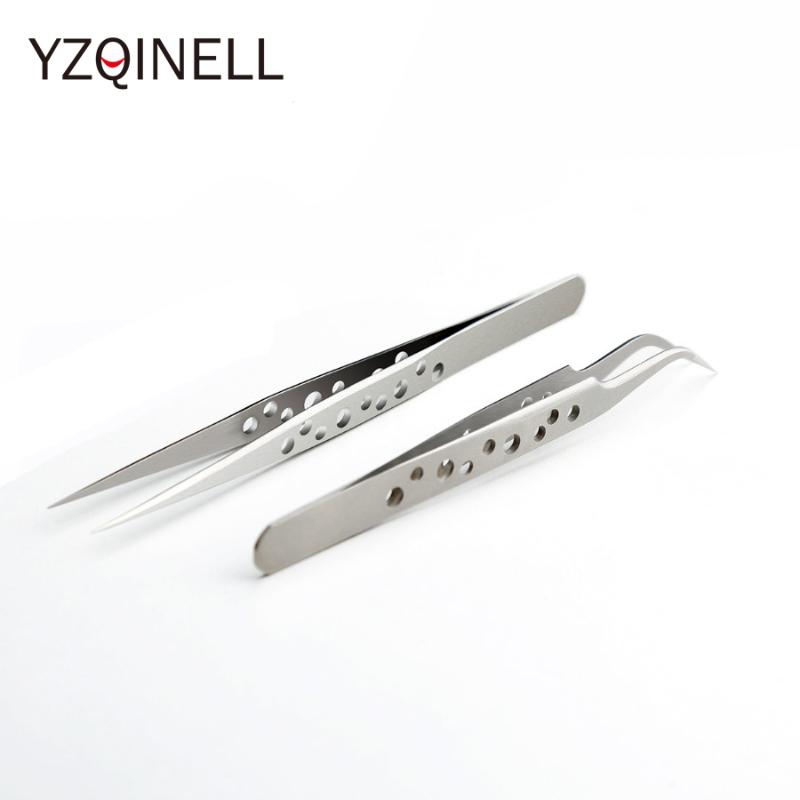 

High Quality Steel Tweezers for Eyelash Extension Nine Holes Straight or Curve Tweezers Needle Nipper Face Care Tools