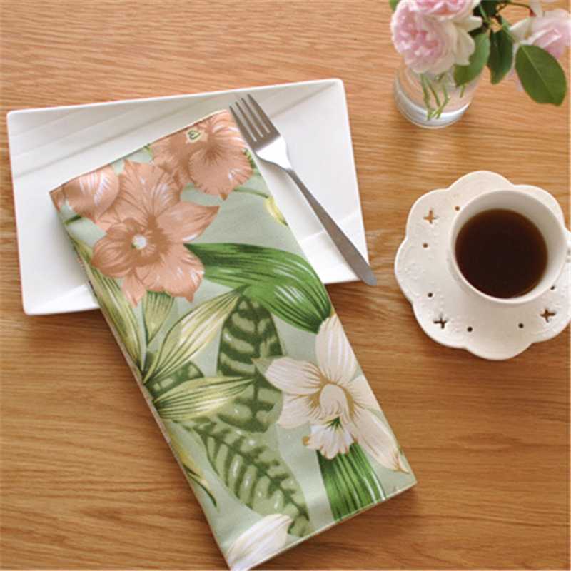 

Table Napkin 10pcs/lot Pastoral Placemat 40*30cm Cotton Linen Mat Double Layer Wear-resistant Dining Flower For Kitchen