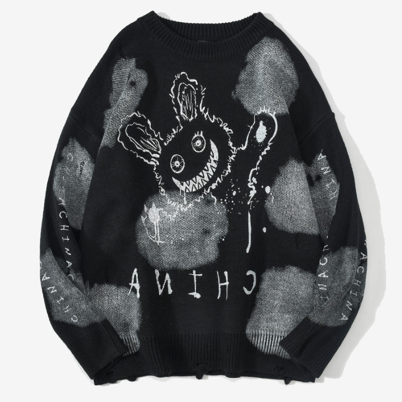 

Quality Fashion Hip Hop Pullover Knit Sweater Men Clothing Sweaters Loose Coat Tops Harajuku Sweatercoat Mens Streetwear O-Neck