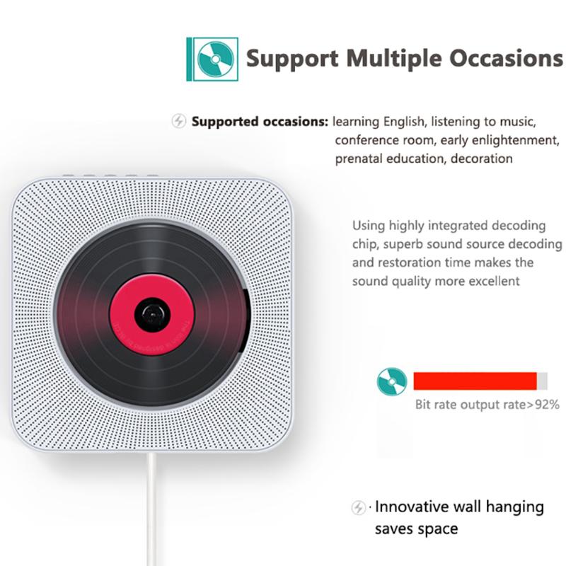 

CD/DVD Player Stereo Speaker Wall Mount Portable Bluetooth Home Early Learning Audio Boombox Pull Switch Bluetooth