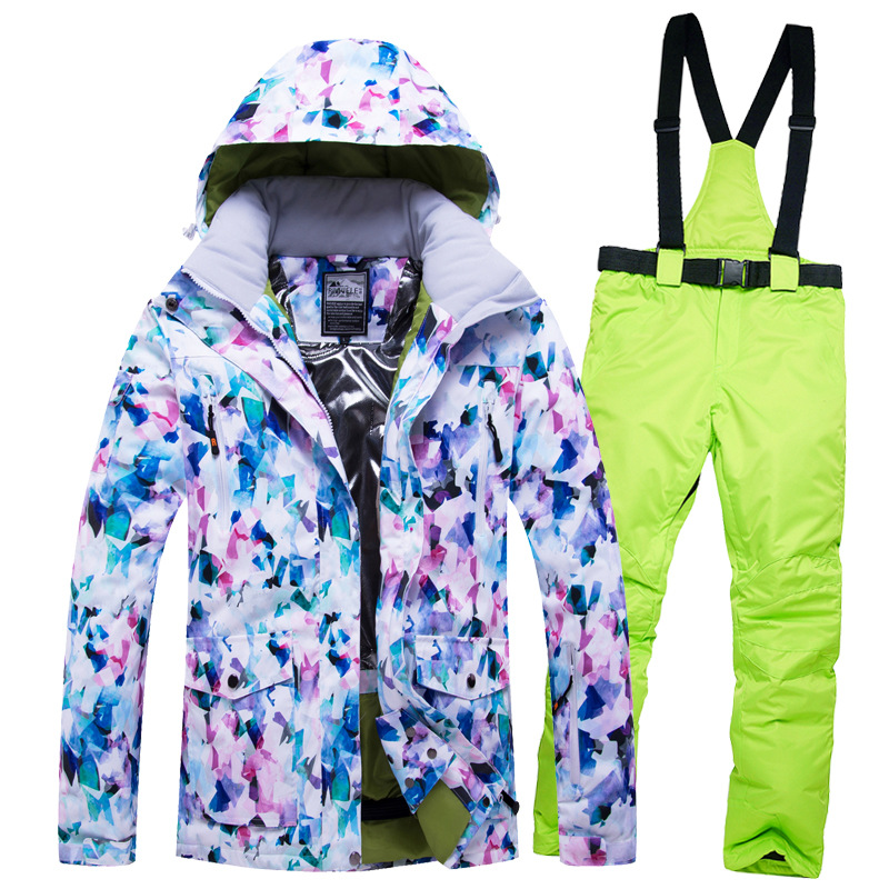 

New ski suit women' windproof, waterproof, warm and breathable single and double boards, Blue