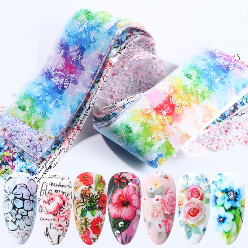 

10pcs Mix Flower Leaf Design Stickers On Nails Art Foil 3D Transfer Decals Manicure Tip Letter Slider Nail Art Decoration JI1538, 9116-10pcs-bag