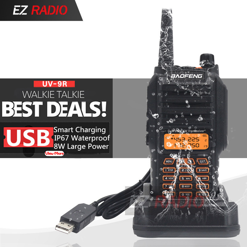 

Baofeng UV-9R Waterproof Dual Band 136-174/400-520MHz Ham Radio BF-UV9R Baofeng 8W Walkie Talkie 10KM For Kayak uv-5r 8w