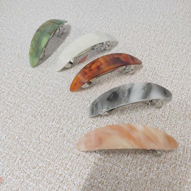 

French Marbling Barrettes Back of the Head Hair Card Children South Korea INS Retro Elegant Long Clip Spring Clip