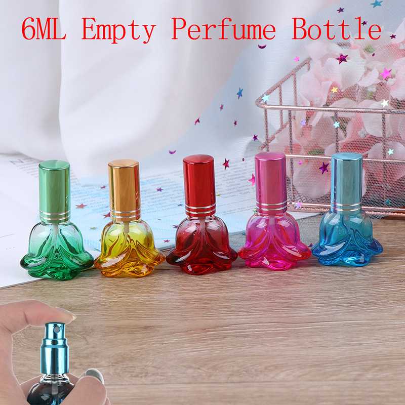 

6ML ravel Refillable Scent Sprayer Bottle Rose Shaped Perfume Spray Bottle Cosmetic Spray Portable Empty T