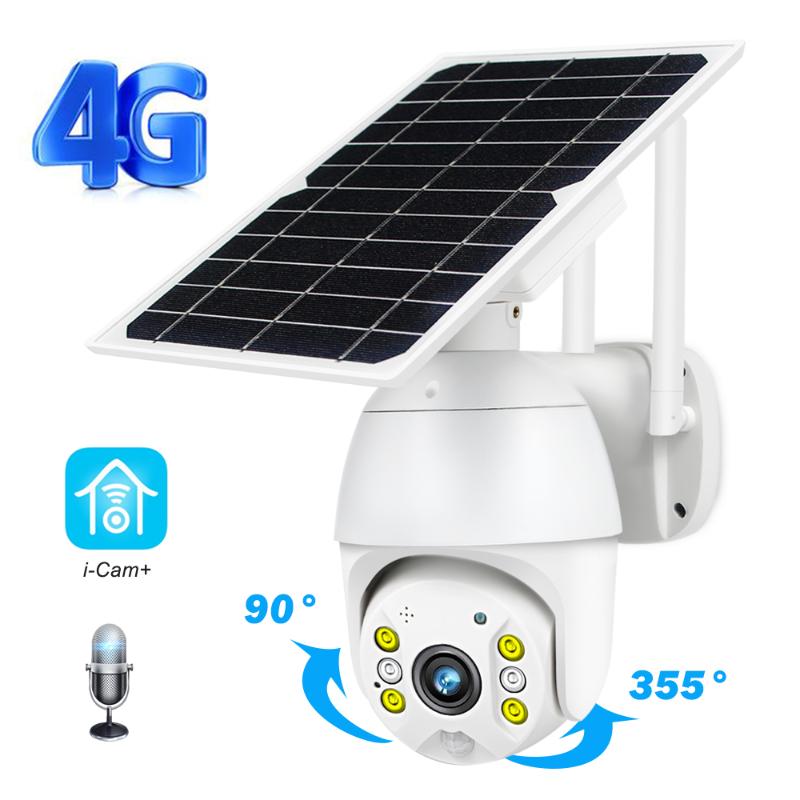 

4G SIM Card Camera 1080P HD 8W Solar Panel PTZ Outdoor CCTV IP Camera PIR Alarm HI3518E H.265 Color Night Vision Weatherproof