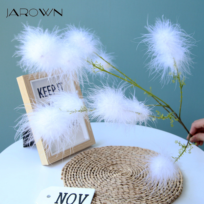 

JAROWN Artificial 11Heads Feather Flowers Wedding Fake Flower Decor Flower Arrangement Accessories Home Hotel Decor Hair Ball, White