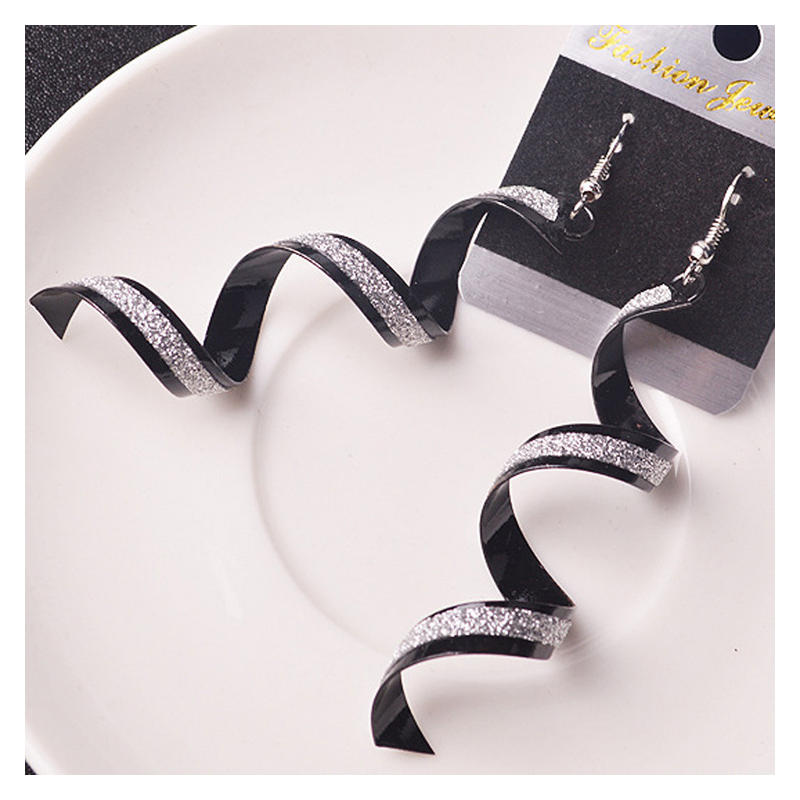 

Womens Twist Spiral Earrings Lady Girl Dangle Earring Charm Jewelry Valentine's Day Gold Black White Color Long Earrings
