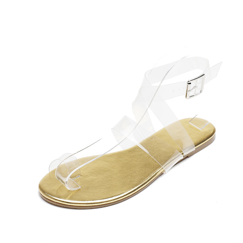 

Women plus size transparent sandals perspective strap design color sexy daily sandals Roman dropship, Black