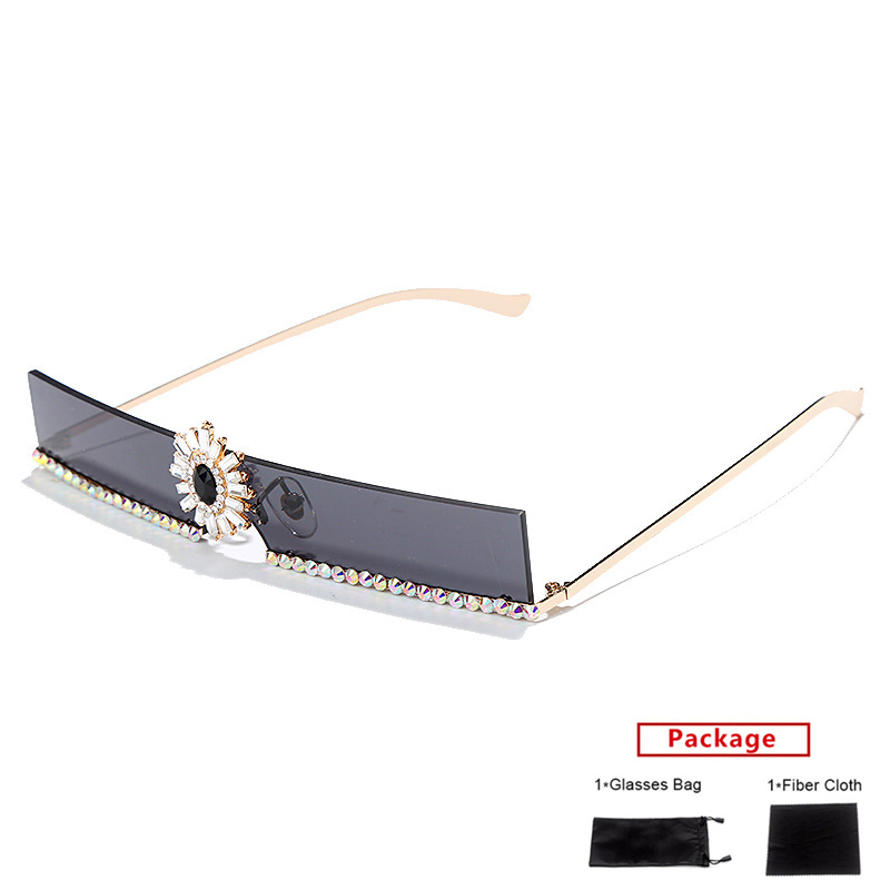 

mimiyou Rimless Rectangle Sunglasses Women Diamond Vintage Fashion Sunglasses Women Sun Glasses Brand UV400 Eyeglasses Shades