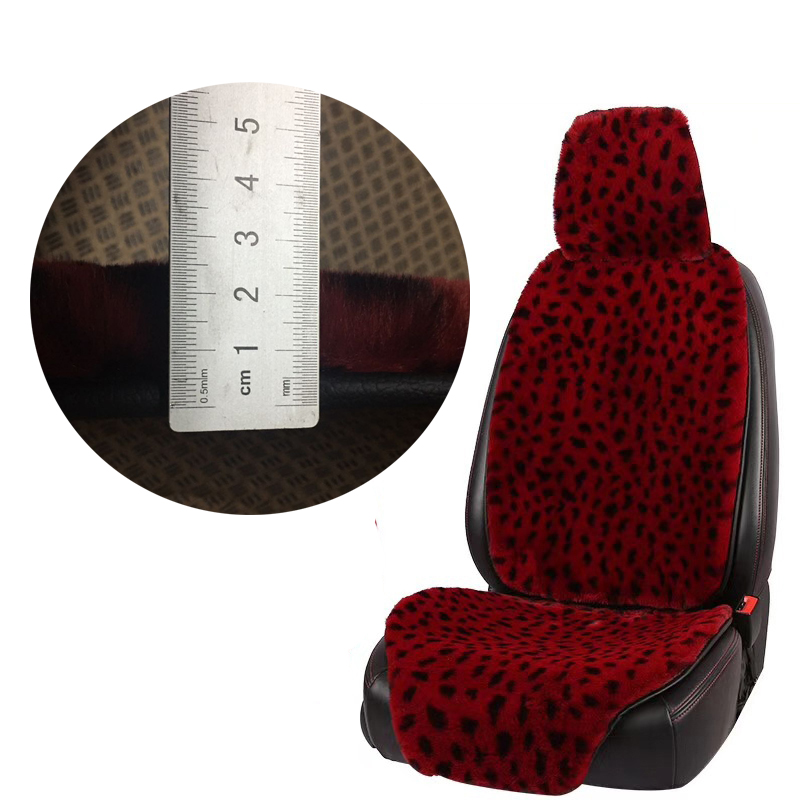 

Plush Car Seat Cover Red Leopard Warm Faux Auto Front Interior Protector Universal Fit For Van Truck SUV