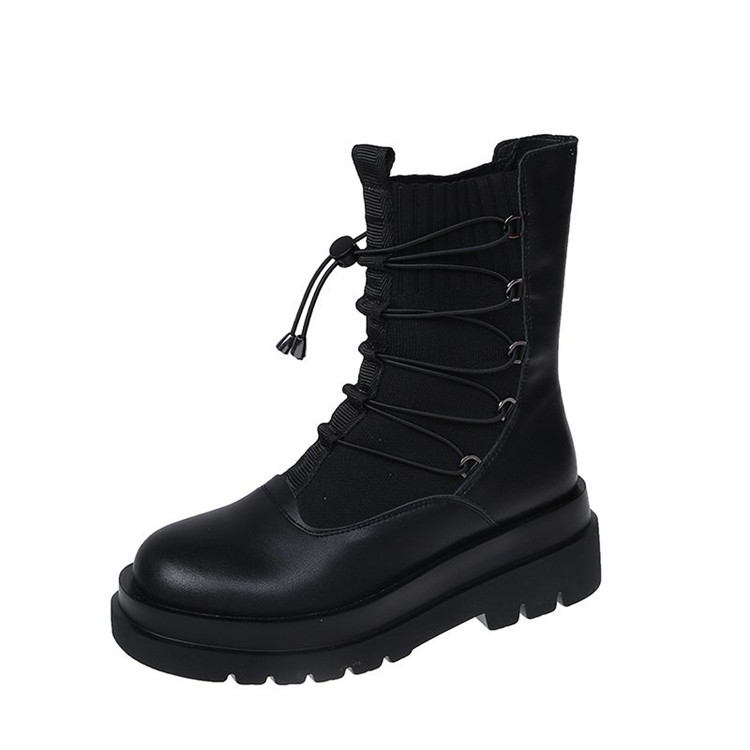 

Black Basic Botas Mujer Size 35-40 Women Ankle Boots Patent Leather Fashion Shoes For Woman Round Toe 6.5cm Heel Shoes