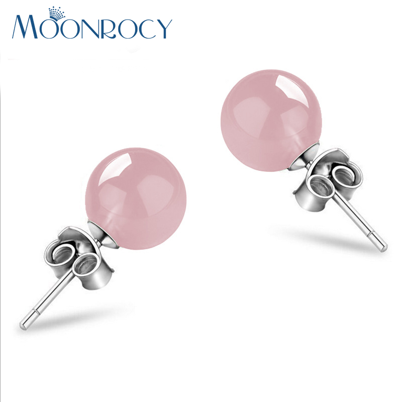 

MOONROCY Drop Shipping Fashion Jewelry Wholesale Red Pink Green Black Crystal Opal Earrings Silver Color for Women Girls Gift