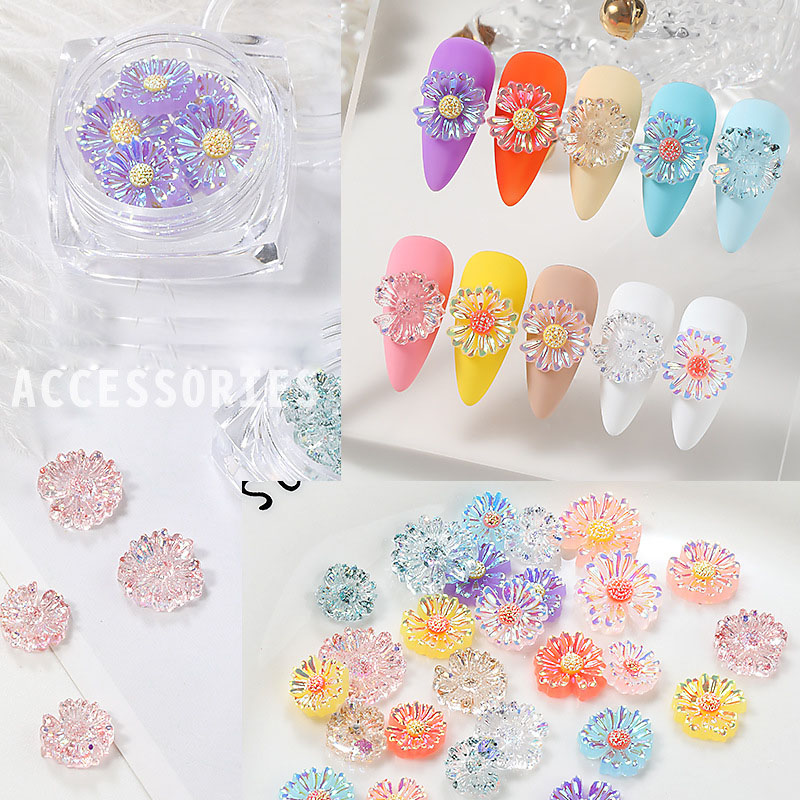 

Korea INs Nail Decoration Colorful Pink Purple Yellow Blue Mixed Natural small daisy flower Nail Art DIY Design Decoration Tool