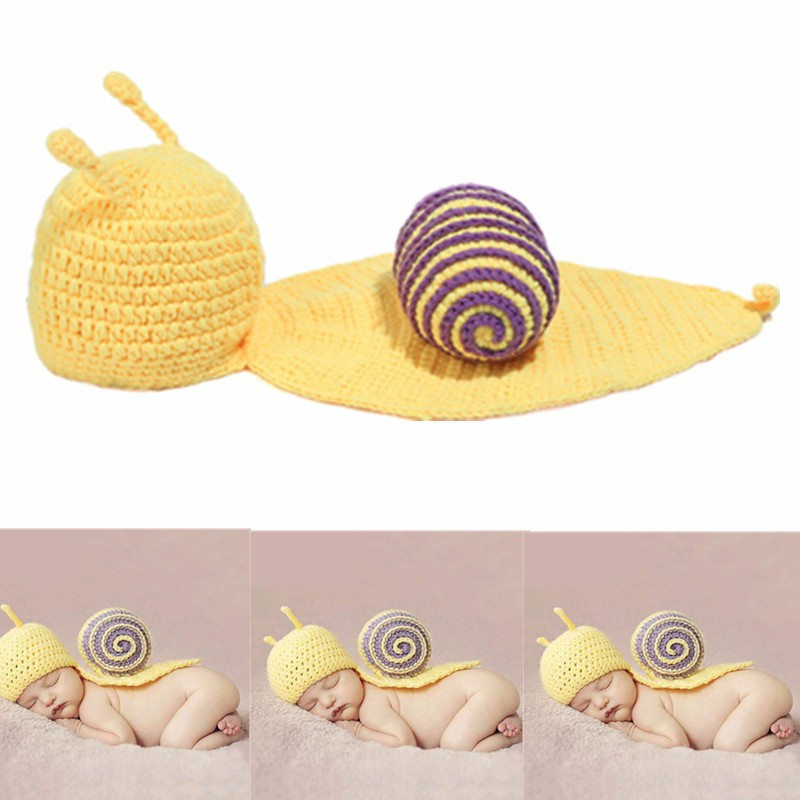 

Newborn Baby Cartoon Snail Crochet Knit Costume Prop Outfits Photo Photography Costume Baby Hat Shoot Prop Accessories For Girl, Yellow