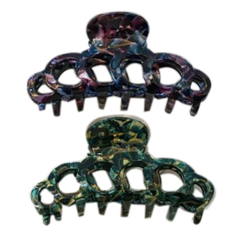 

2Pcs/Set French Style Women Hollow Out Acetate Tortoise Hair Claw Clip with Comb