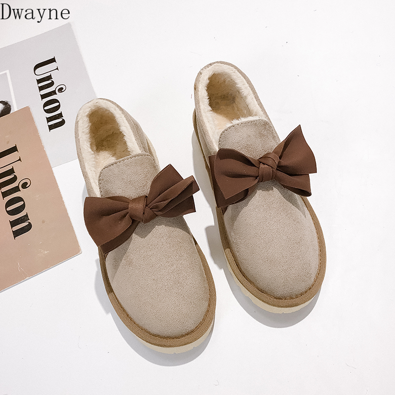 

2020 new fashion short tube bow wild and velvet snow boots, Beige
