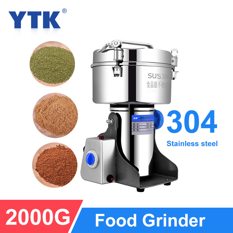

YTK 2000g Stainless Steel Coffee Bean Grinder Flour Mill Grinding Machine Electric Dry Grinder Crusher Grains