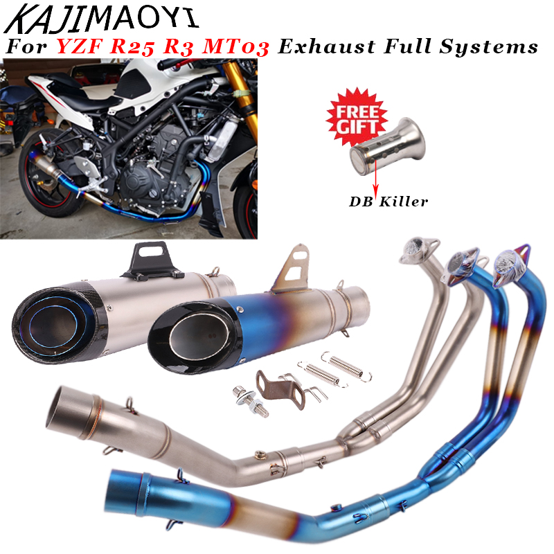 

Motorcycle Exhaust Full system with Muffler DB Killer Modified Front Middle Link Pipe FOR R25 R3 2020 2020
