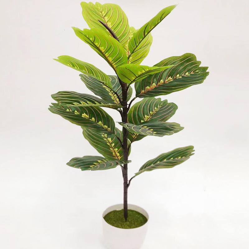 

70cm15 Head Artificial Banyan Tree Branching Plastic Tropical Plant Indoor Rare Potted Balcony Garden And Hotel Office Home Deco, 70cm e