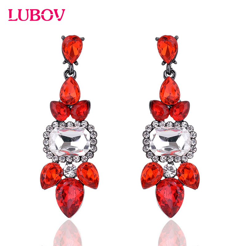 

New Style Geometric Acrylic Crystal Drop Earrings Women Rhinestone Decoration Long Dangle Piercing Earrings Wedding Jewelry