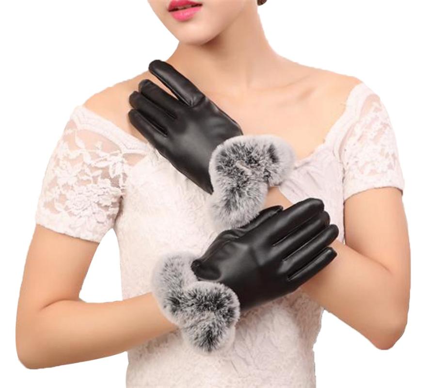 

Free shipping Four Color Womens Winter Touchscreen PU Leather Gloves Thermal Lining Mittens 3SZ60071