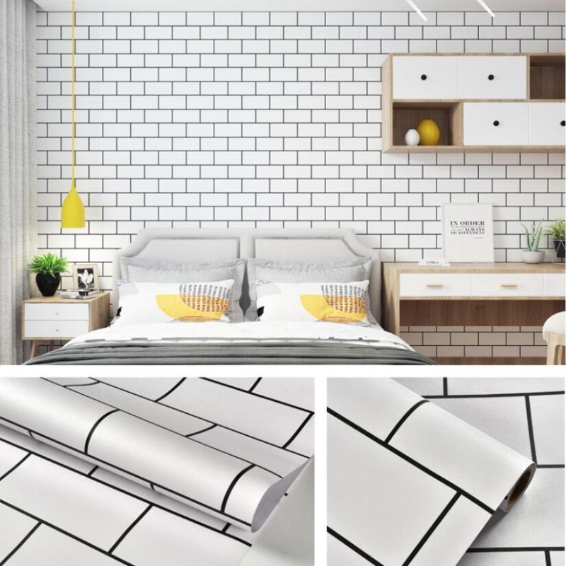 

Black White Brick Wallpaper Sticker Adhesive Living Room Bedroom Decor Bricks Wallpapers 3d Waterproof Furniture Behang QZ175