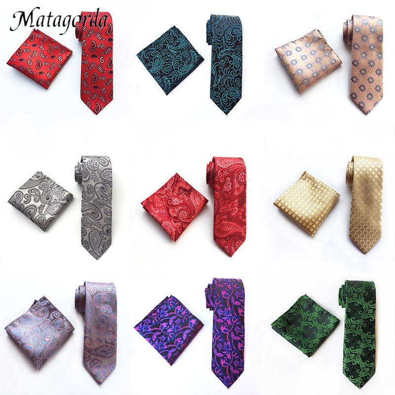 

Bow Ties 8CM Tie Hankerchief Set For Men Business Accessory Volume Grass Grain Jacquard Necktie Cravat Hanky Small Scarf Gift