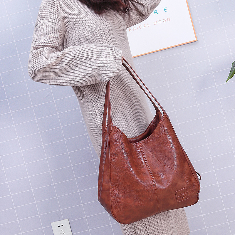 

2020New Women Leather Handbag Female Shoulder Teens Fashion Bag Sac a Dos Handbag Luxury Large Original Purse Shoulder For Girls, Black