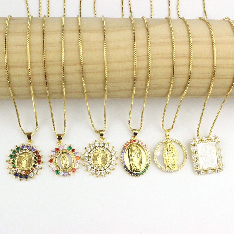 

16inch 5pcs/lot New design religion cz necklace,Virgin Mary cubic zircon component,popular plated chain necklace cheap wholesale