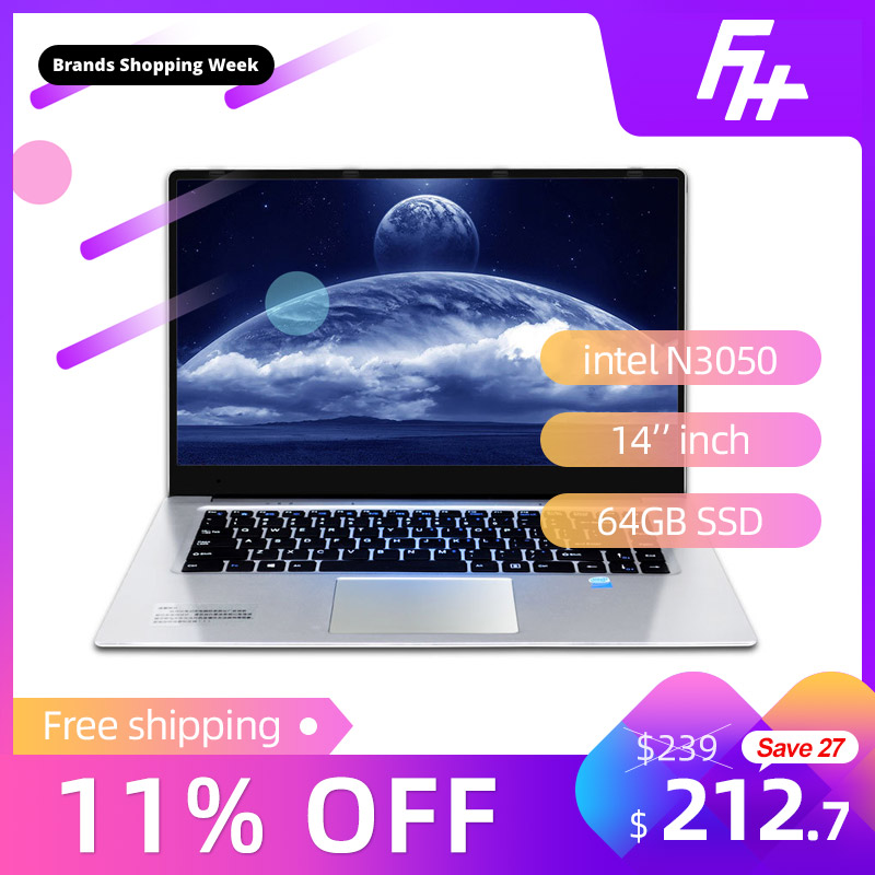 

Funhouse 14 Inch Office Laptop Intel Celeron CPU 4GB Ram 64GB Notebooks 14" 16:9 1*USB3.0 64GB SSD Gaming Laptop, As pic