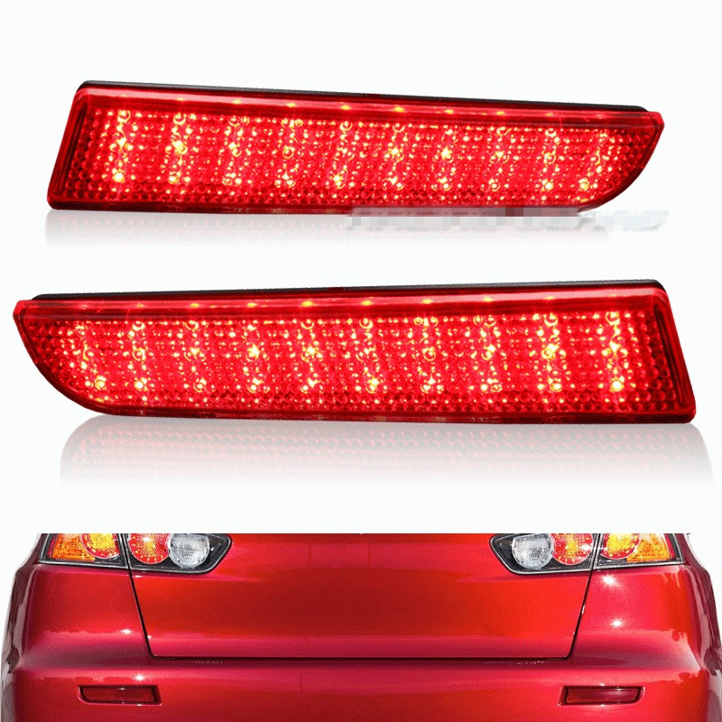 

For 2008 09 10 11 12 13 2014 Mitsubishi Lancer Red Black White Lens LED Rear Bumper Reflector Brake Light Lamp
