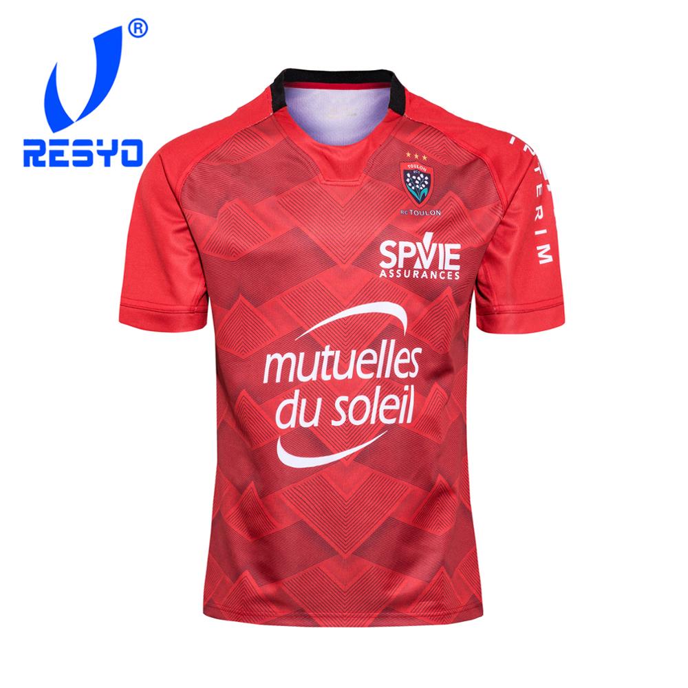 

RESYO FOR 2019/2020 RC TOULON MEN'S HOME RUGBY JERSEY Sport Shirt S-5XL, Black