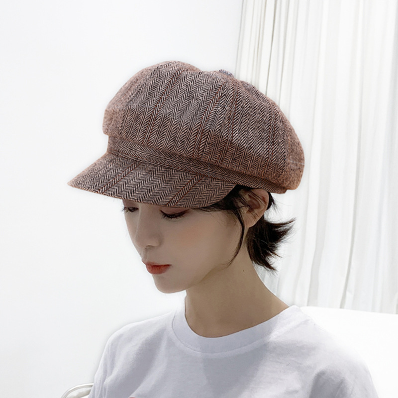

Pragmapism Autumn Winter Vintage Plaid Beret Hats Cotton Wool Octagonal cap Men Detective Painter Hats Flat Caps Newsboy Cap