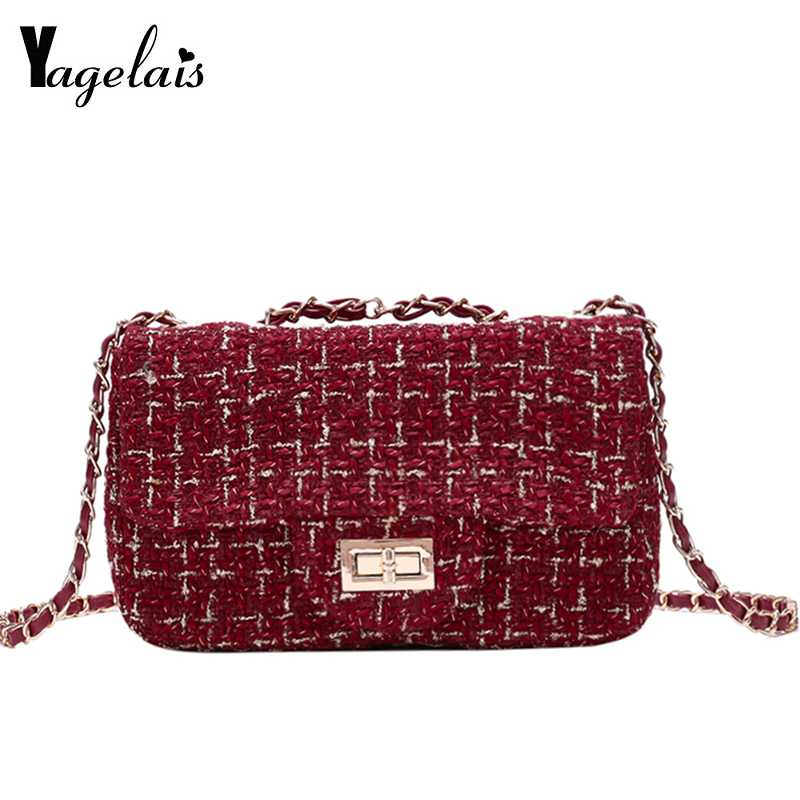 

winter women bag messenger chain bags female handbag cross body bag Fashion high quality small, Black