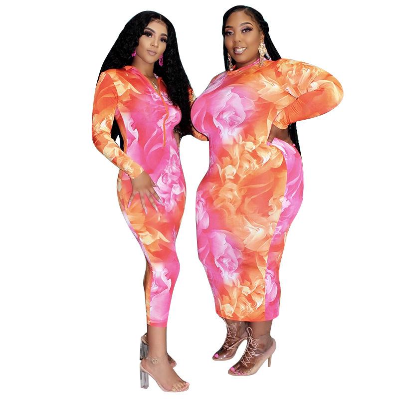 Womens Skinny Pack Hip Dress Plus Size Long Sleeve Crew Neck Bodycon Dresses Famale Casual Clothing-image-587497536