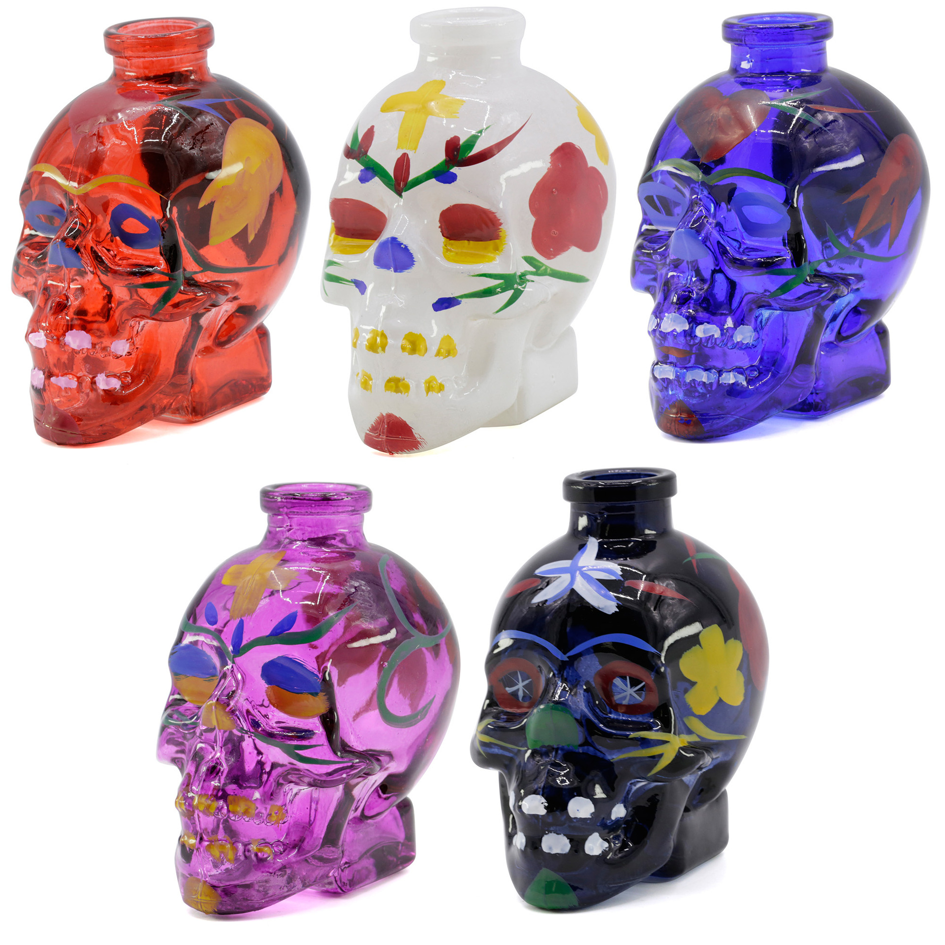 

Lots of 5 Pipes Hot Spot Multicolor Assorted Skull Bongs With all Accessories Ready For Use Glass Bongs Water Pipe Bongs Hookah