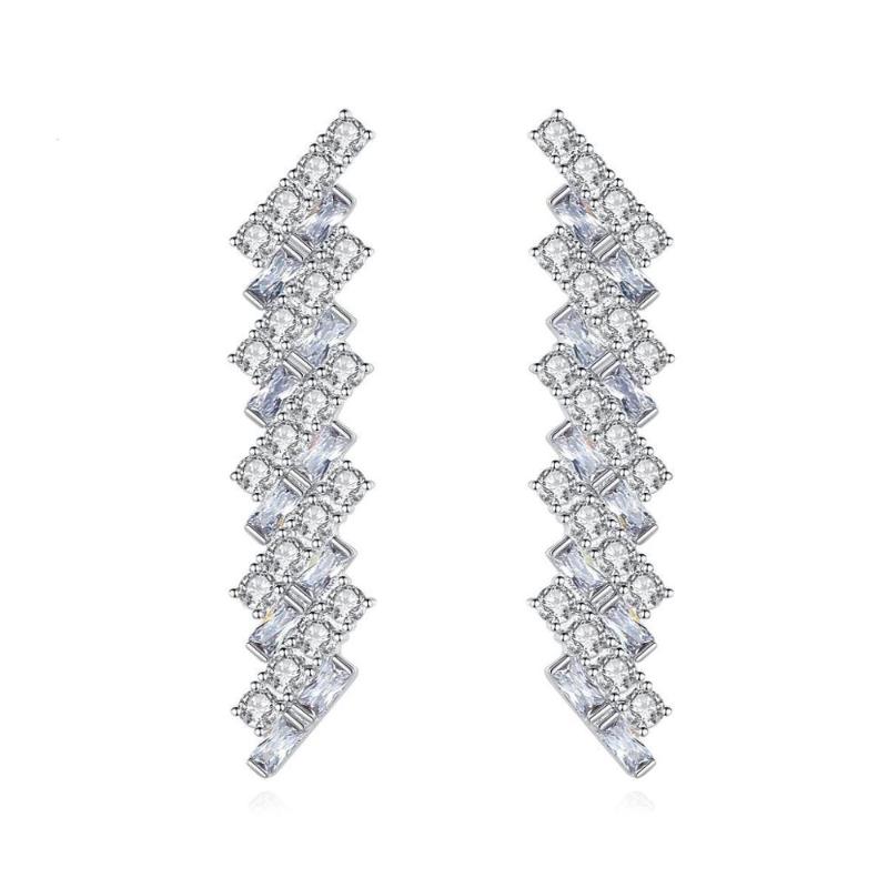 

Trendy High Cubic Zirconia Long Stud Earrings Luxury Square Crystal Design Earrings For Women And Girls New Jewelry 2020