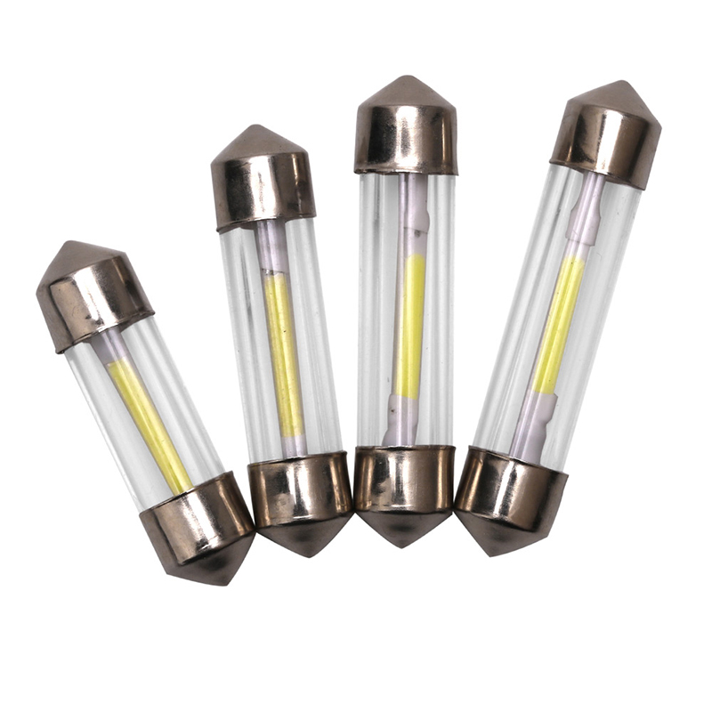 

10PCS C5W COB Led Car Interior Bulbs 31mm 36mm 39mm 41mm Glass Lens Festoon Dome Reading Light Source 12V White Double Tip Lamp, As pic