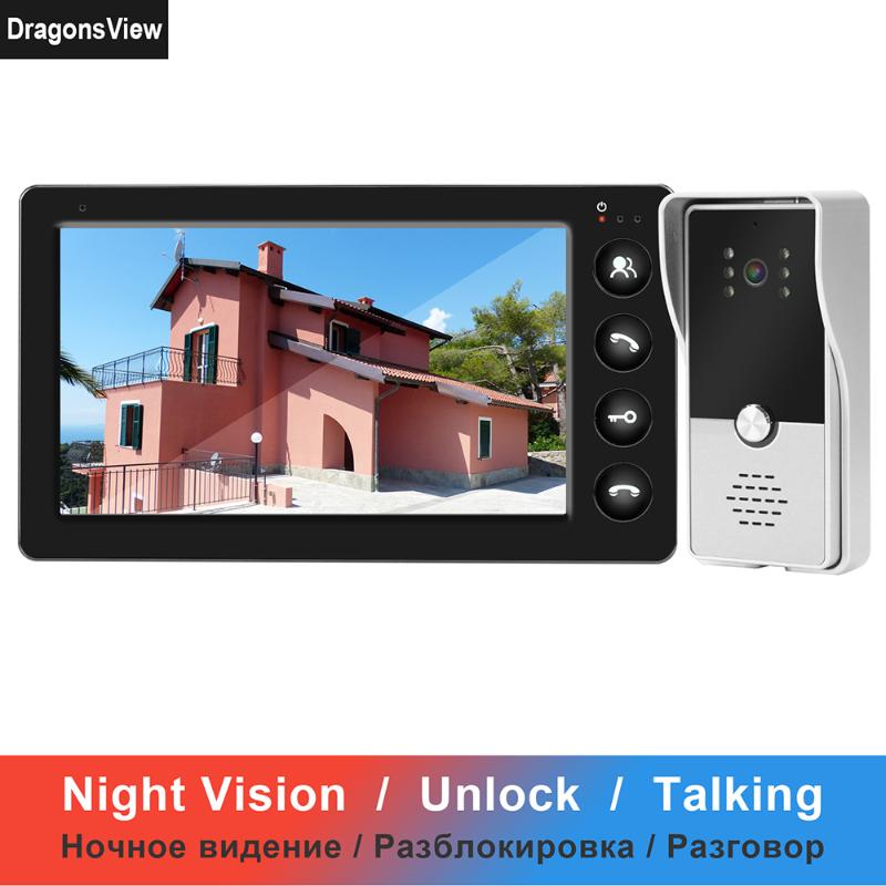 

Dragonsview Video Intercom Wired Video Door Phone for Home Security System 7 inch Monitor Doorbell Support Electric Lock Connect
