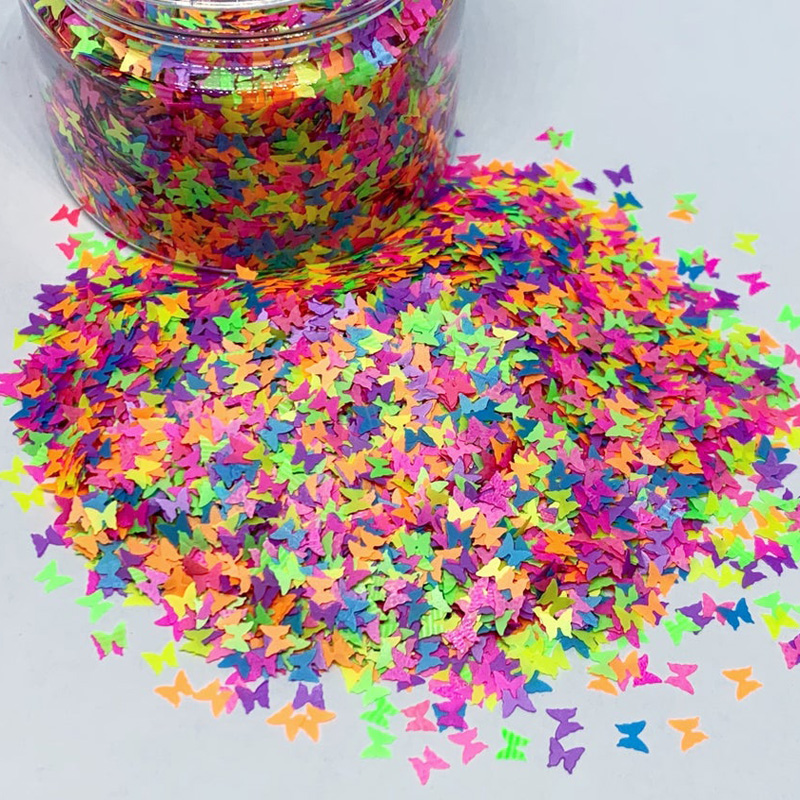 

50g/bag 3mmNeon Butterfly Mix Neon Flutter Butterflies Glitter Shapes, Nail Art, Spangles, Tumblers, Confetti Glitter, HG544-jy