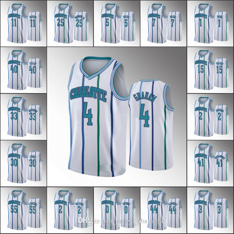 

Charlotte Hornets Men Devonte Graham Miles Bridges Kemba Walker 30th Anniversary Swingman White Custom Jersey, Color16