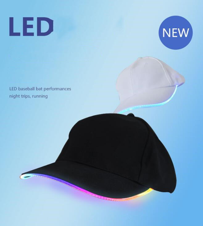 

LED Baseball Caps Cotton Black White Shining LED Light Ball Caps Glow In Dark Adjustable Snapback Hats Luminous Party Hats