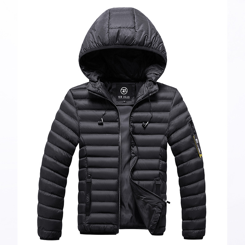 

New Winter Jacket Men Fashion Parka Casual Thick Warm Coats Slim Fit Parkas With Hooded Male Short Overcoats Clothing, Black