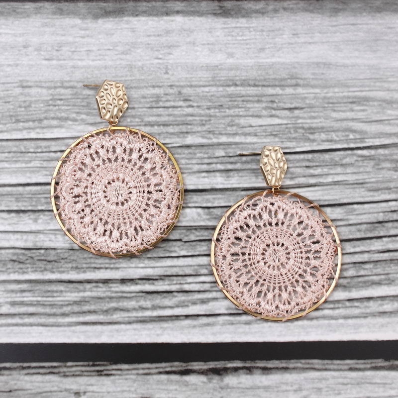 

ZWPON Hammered Hexagon Tatting Round Earrings 2020 New Product Geometric Simple Statement Earrings Wholesale
