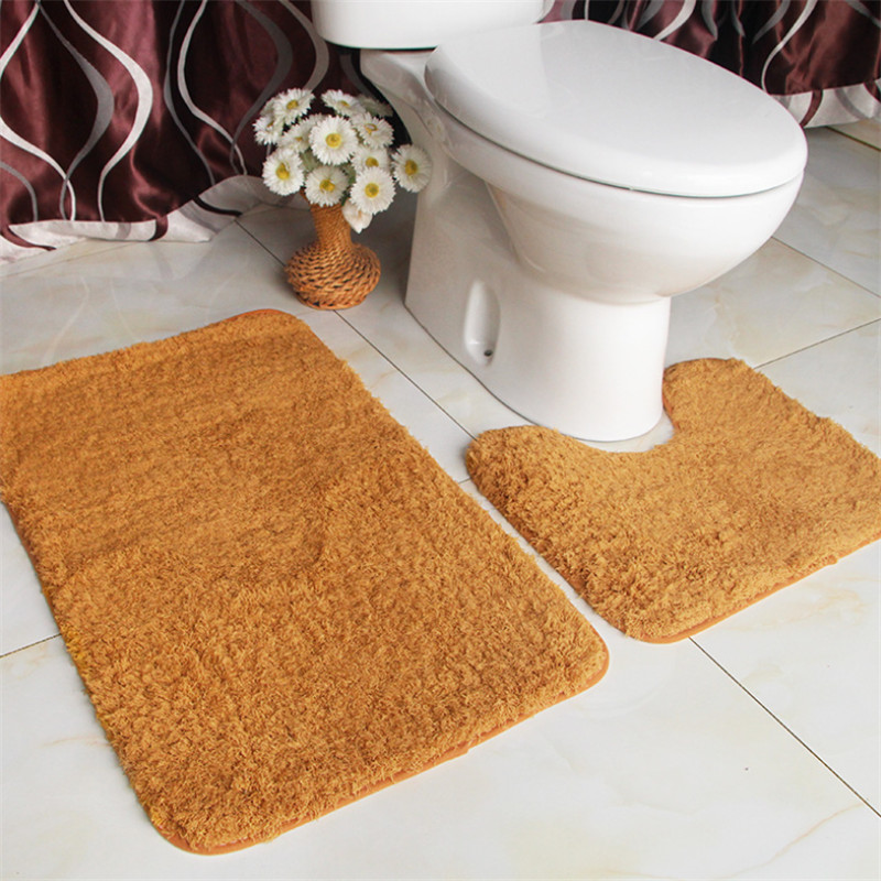 

2pcs/set Soft Lamb Plush Bathroom Non-slip Mat Toilet Absorbent Carpet Bathroom Rug Household Feet Pad Super Soft Bath Mat
