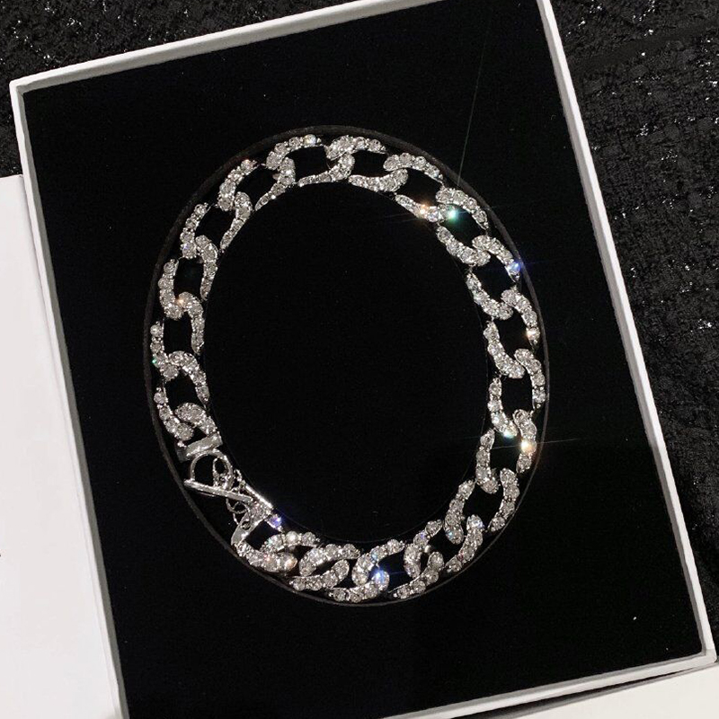 

Fashion new chain women necklace exaggerated design rhinestone inlay jewelry high-end quality