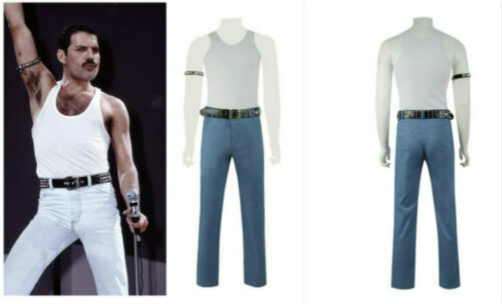 Queen Freddie Mercury Cosplay Costume Men's Full Set Stage Costume Belt Armband:-image-570775343