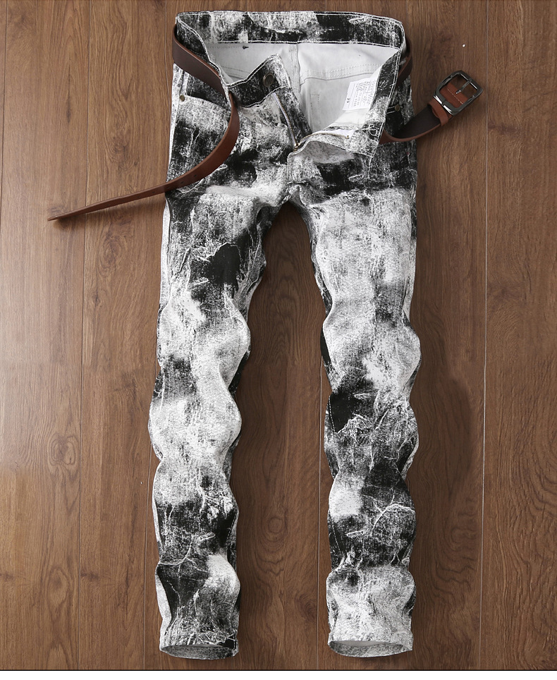 Tie Dye Flexible Mens Jeans Skinny Casual Male Designer Pencil Pants Four Seasons Fashion Mens Clothing